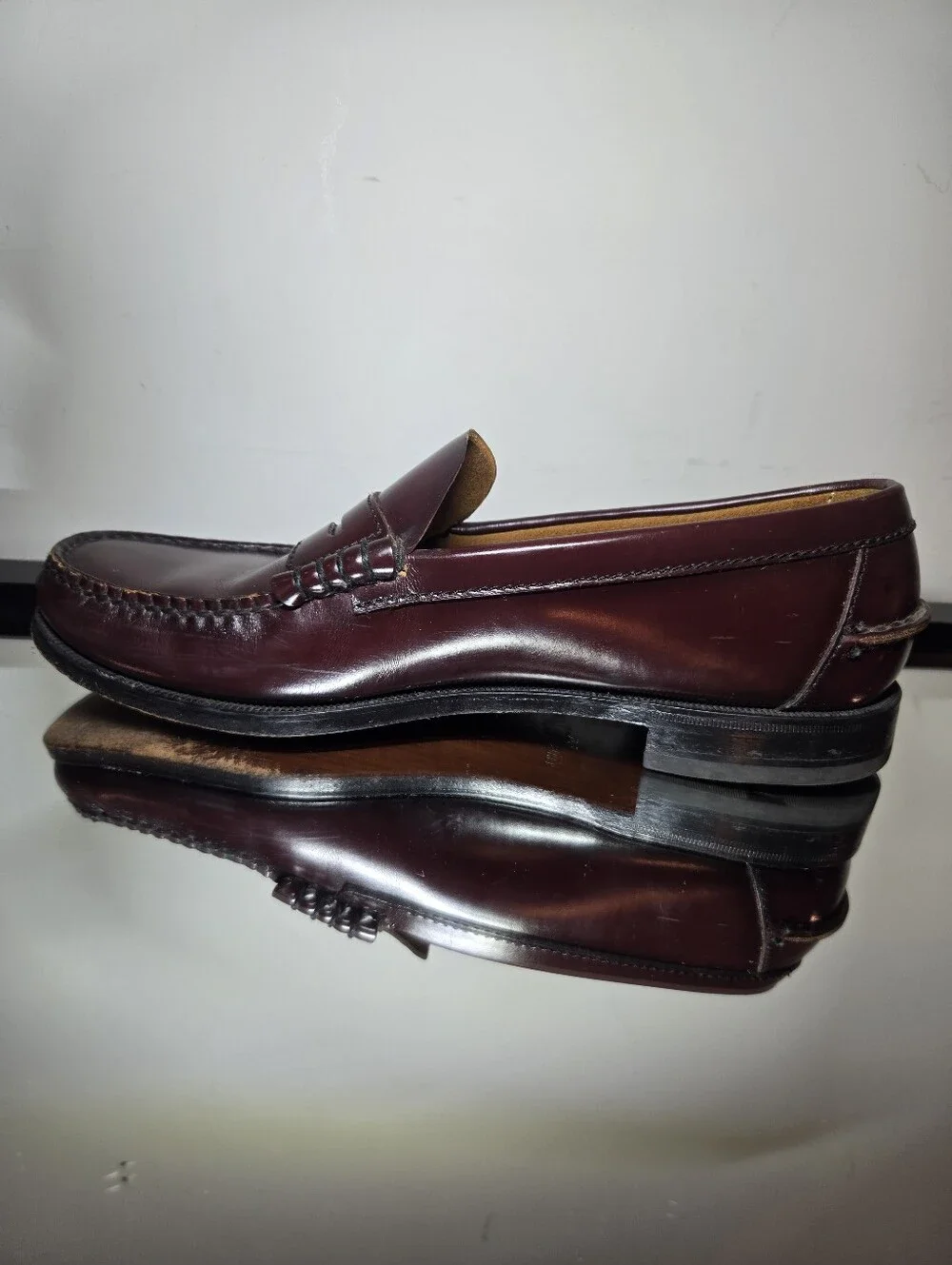 Florsheim Berkley Penny Loafers Men's 9 Mock Toe Burgundy Slip On Classic Preppy